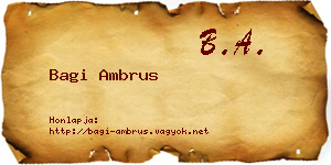 Bagi Ambrus névjegykártya